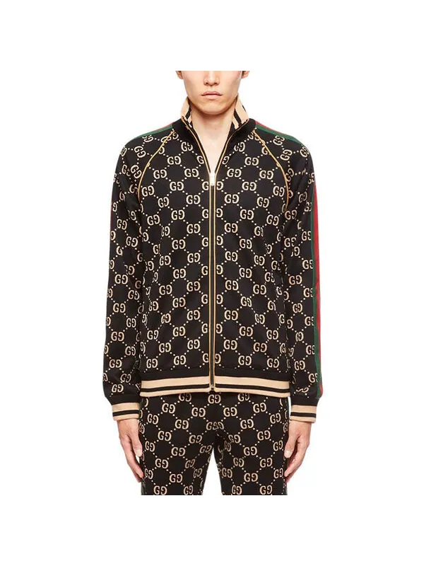 Куртка Gucci gersey cotton jacket — изображение 3 из 4, черный//зеленый/красный