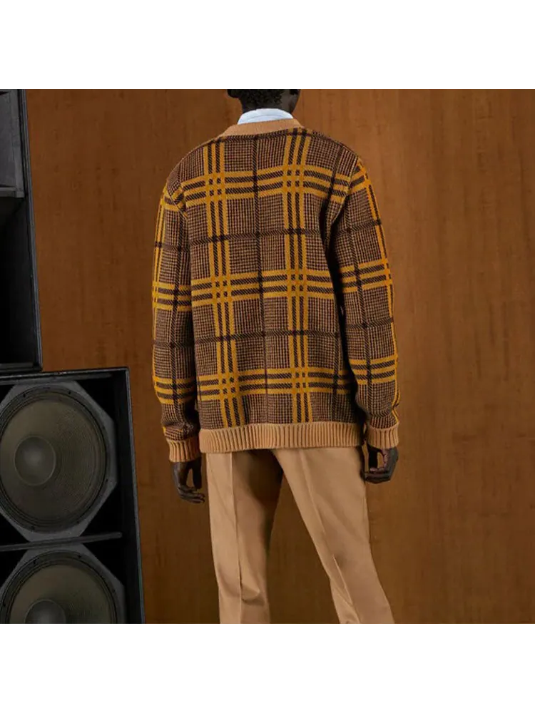 Кардиган Gucci Reversible Wool Knit Cardigan 'Brown Yellow' — изображение 3 из 4, коричневый