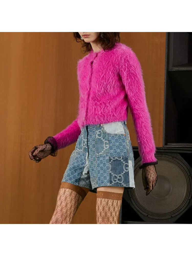 Кардиган Gucci Brushed Wool Knit, мягкая шерсть — изображение 4 из 4, розовый