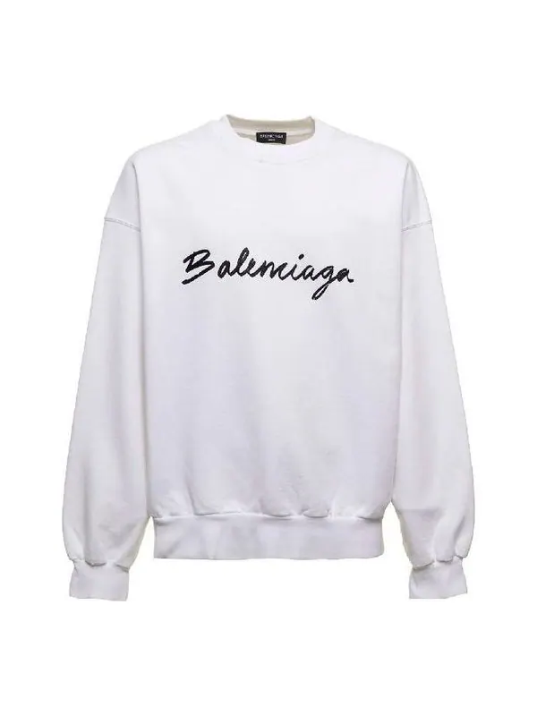Свитер script logo crewneck sweatshirt 'white' Balenciaga — изображение 1 из 2, белый
