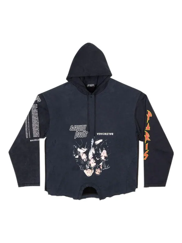 Толстовка speed hunters upside down hoodie oversized 'black faded' Balenciaga — изображение 1 из 4, черный