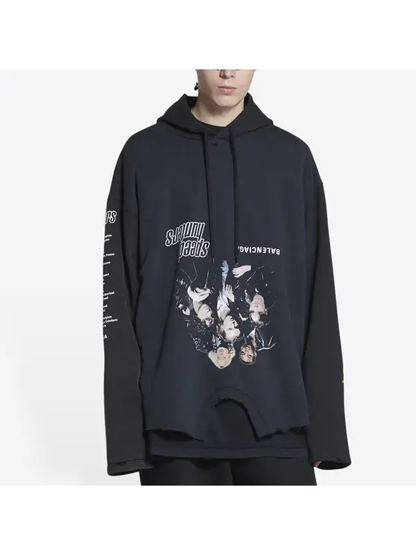 Толстовка speed hunters upside down hoodie oversized 'black faded' Balenciaga — изображение 3 из 4, черный