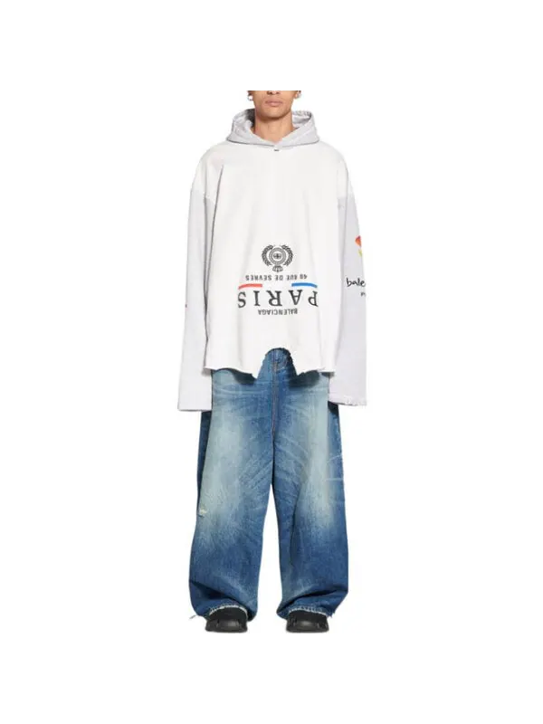 Толстовка paris upside down hoodie oversized 'white' Balenciaga — изображение 3 из 4, белый
