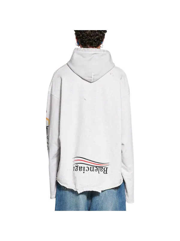 Толстовка paris upside down hoodie oversized 'white' Balenciaga — изображение 4 из 4, белый