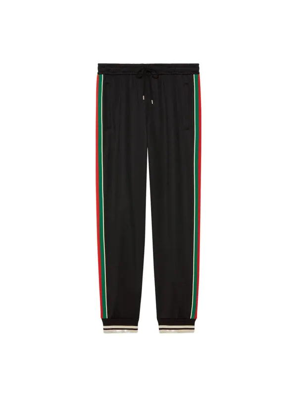 Брюки Gucci tapered webbing-trimmed stretch-jersey sweatpants 'black' — изображение 1 из 4, черный