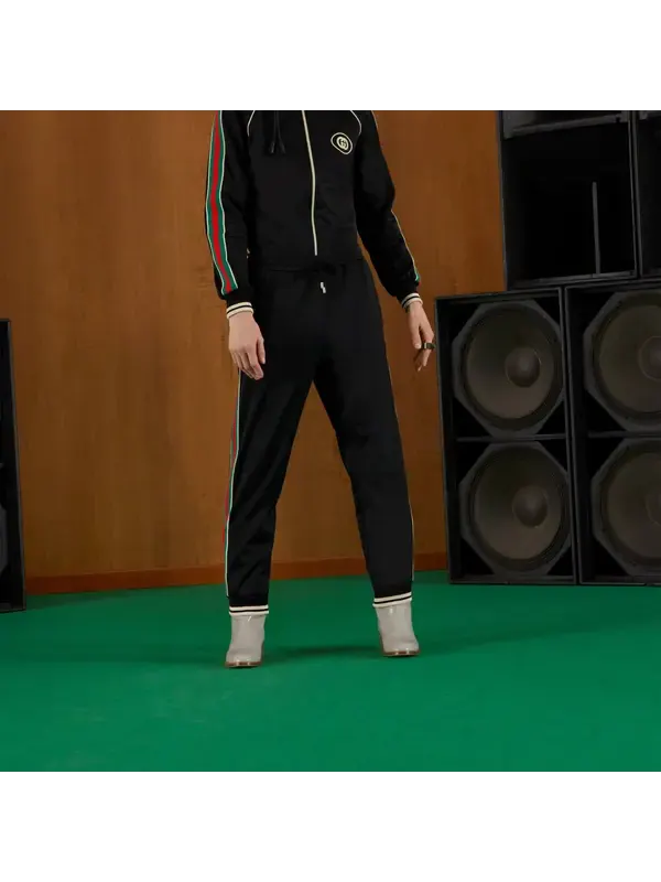 Брюки Gucci tapered webbing-trimmed stretch-jersey sweatpants 'black' — изображение 4 из 4, черный