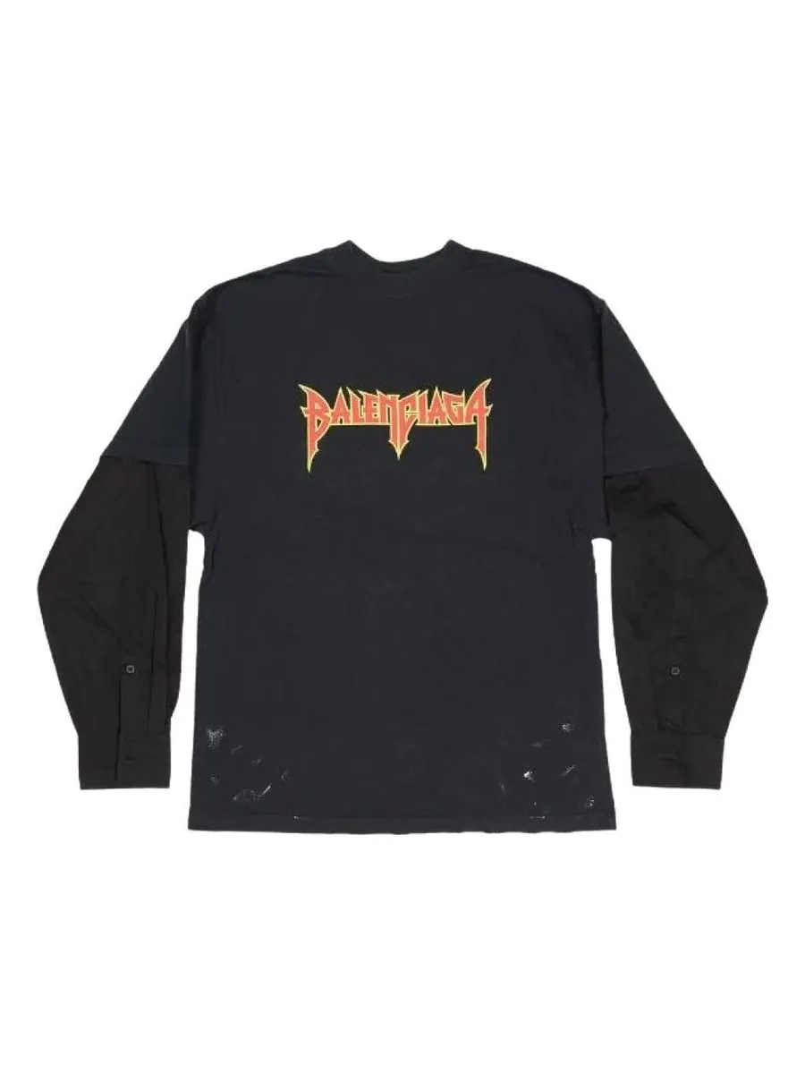 Футболка Balenciaga Metal Layered T-Shirt 'Black Faded' — изображение 1 из 1, черный
