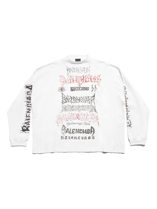 Футболка diy metal long sleeve t-shirt medium fit 'white black red' Balenciaga — изображение 1 из 4, белый/черный/красный