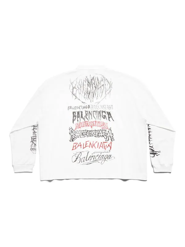Футболка diy metal long sleeve t-shirt medium fit 'white black red' Balenciaga — изображение 2 из 4, белый/черный/красный