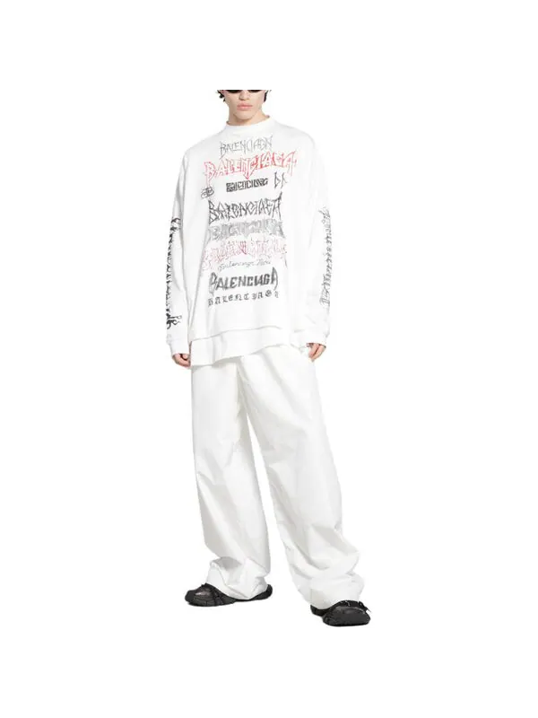Футболка diy metal long sleeve t-shirt medium fit 'white black red' Balenciaga — изображение 3 из 4, белый/черный/красный