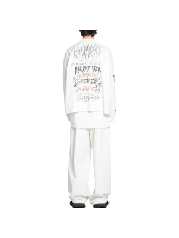 Футболка diy metal long sleeve t-shirt medium fit 'white black red' Balenciaga — изображение 4 из 4, белый/черный/красный