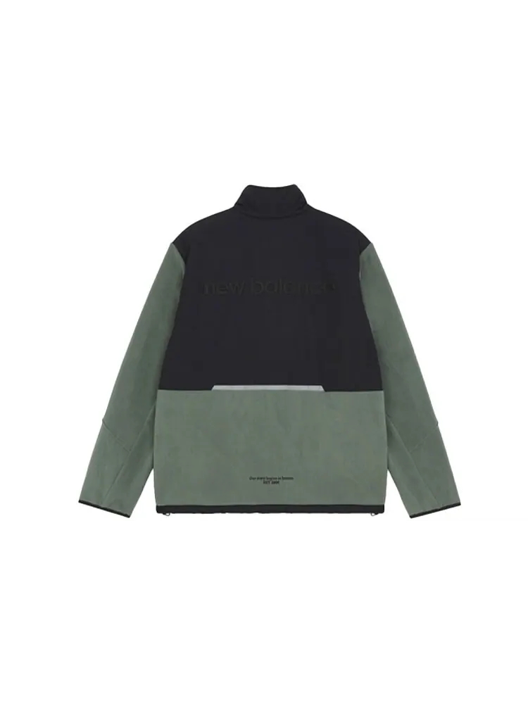 Куртка New Balance colorblock logo sports stand collar polar fleece — изображение 2 из 5, черный/зеленый