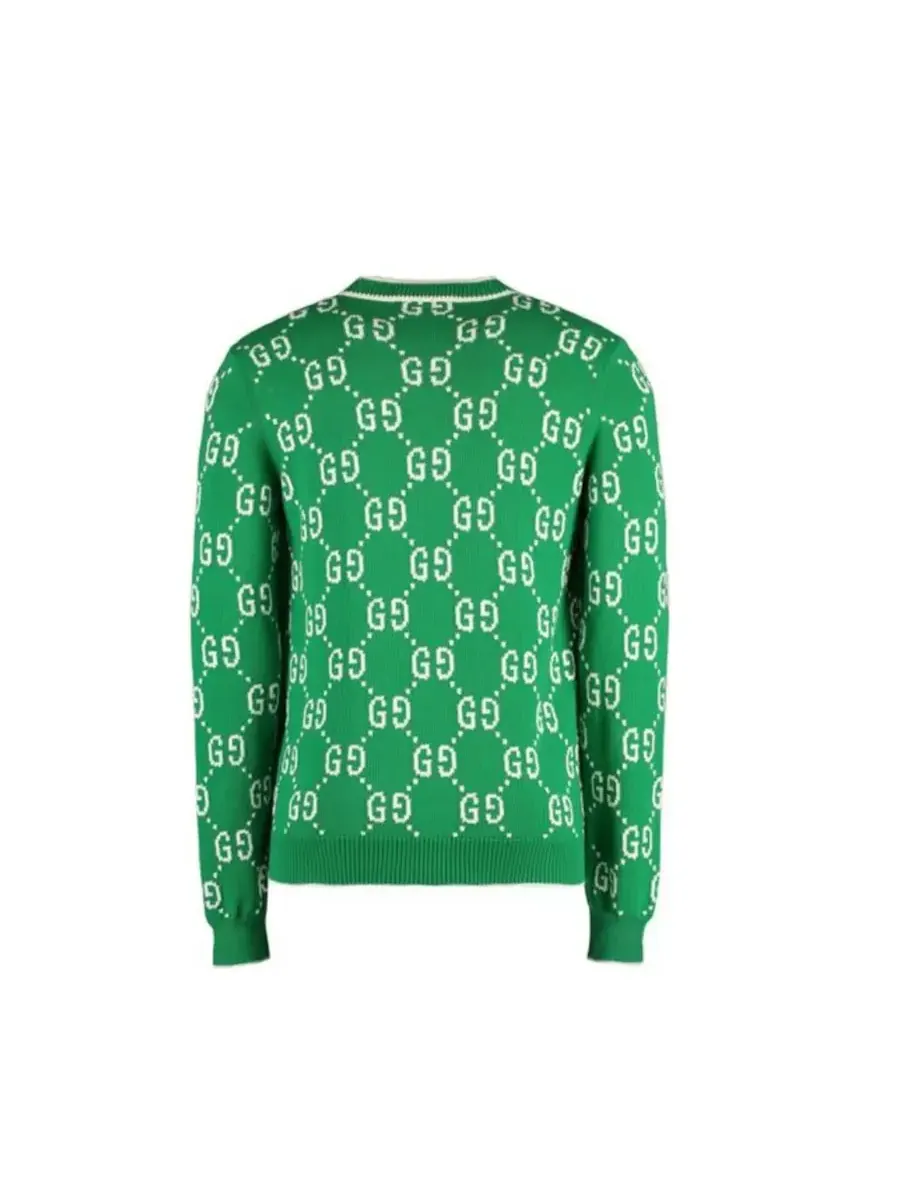 Кардиган Gucci Jumbo GG Jacquard 'Green' — изображение 2 из 2, зеленый
