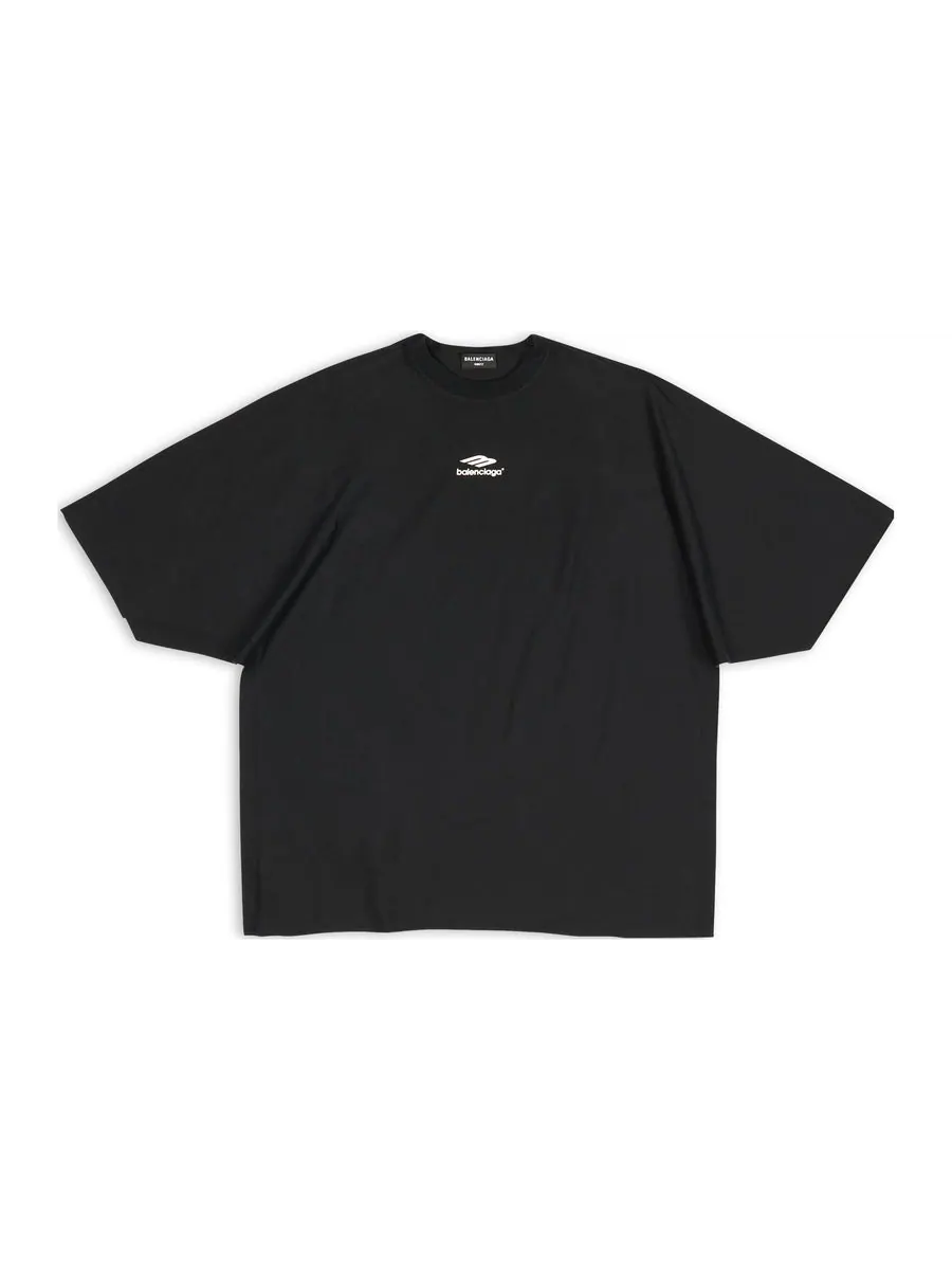 Футболка Balenciaga 3B Sports Icon Flat T-Shirt 'Black' — изображение 2 из 5, черный