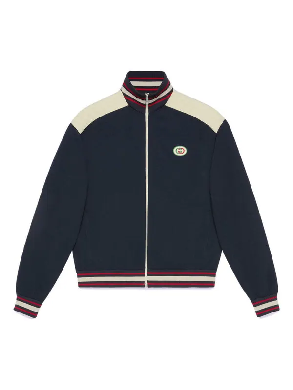 Куртка Gucci cotton jersey zip jacket — изображение 1 из 4, темно-синий