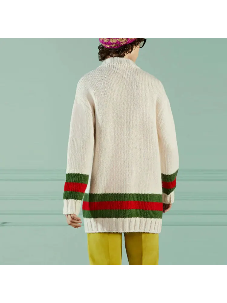 Кардиган Gucci Wool Cardigan With Web — изображение 3 из 4, бежевый