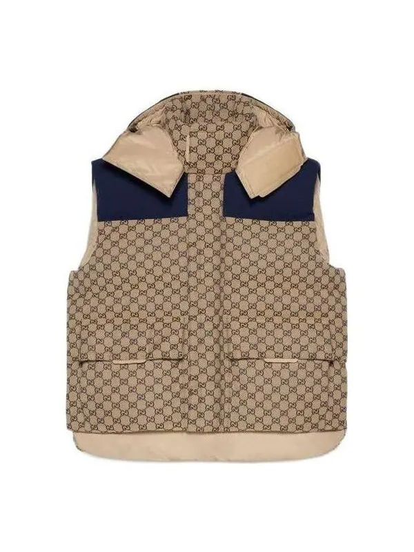 Жилет Gucci GG Canvas Down Vest with Detachable Hood — изображение 1 из 4, бежевый