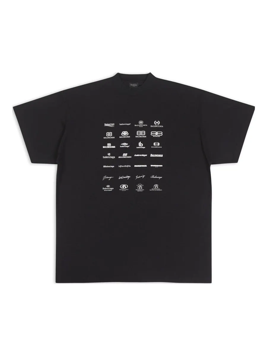 Футболка Balenciaga Archives Logos T-Shirt Oversized 'Black' — изображение 1 из 4, черный