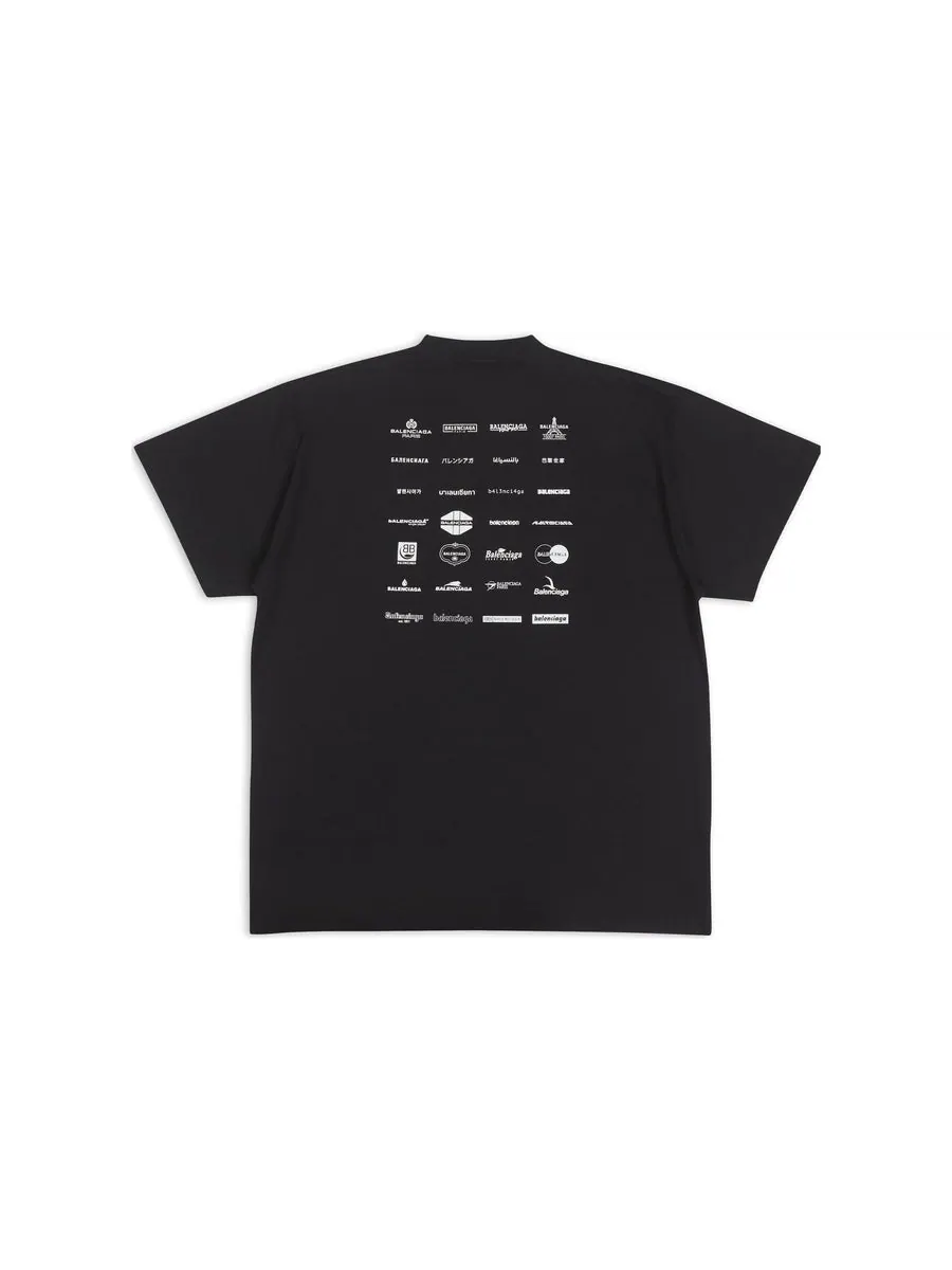 Футболка Balenciaga Archives Logos T-Shirt Oversized 'Black' — изображение 2 из 4, черный
