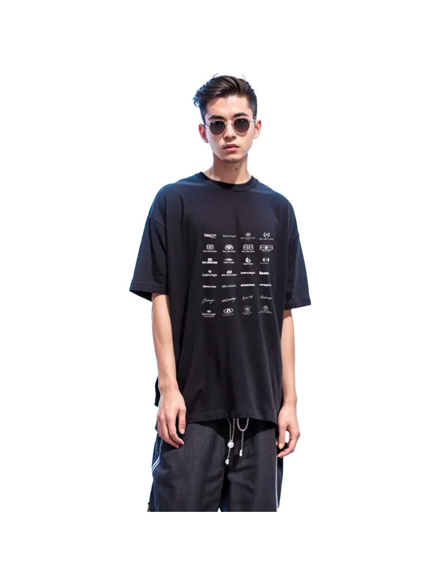 Футболка Balenciaga Archives Logos T-Shirt Oversized 'Black' — изображение 4 из 4, черный