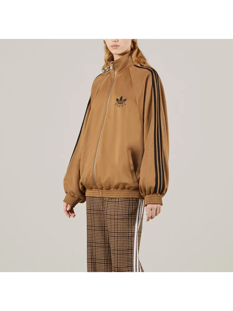 Куртка Gucci x adidas Cotton Jersey Zip Jacket, коллаборация брендов — изображение 3 из 4, бежевый