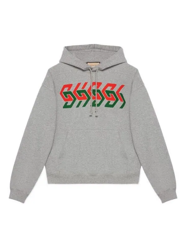 Толстовка Gucci Chain Print Hooded Sweatshirt — изображение 1 из 4, серый