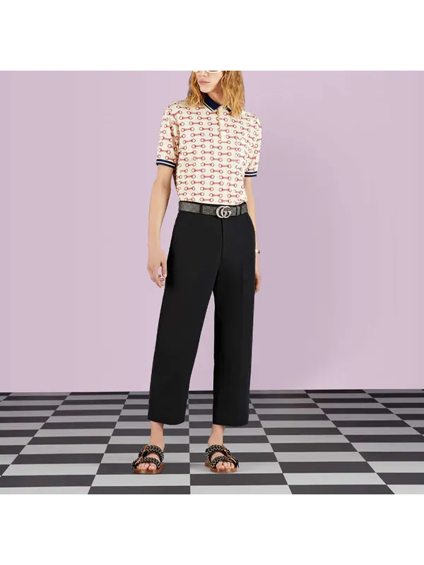 Рубашка поло Gucci Horsebit Print Cotton Polo Shirt — изображение 4 из 4, белый