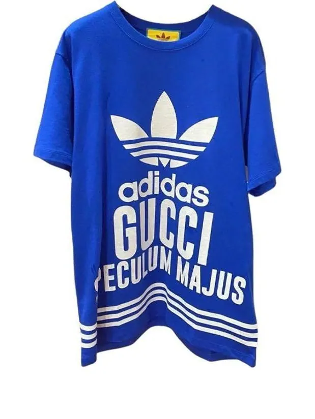 Футболка Gucci x Adidas Oversized Cotton Jersey, с коротким рукавом — изображение 1 из 4, синий