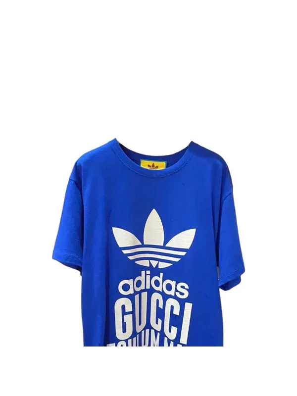 Футболка Gucci x Adidas Oversized Cotton Jersey, с коротким рукавом — изображение 2 из 4, синий