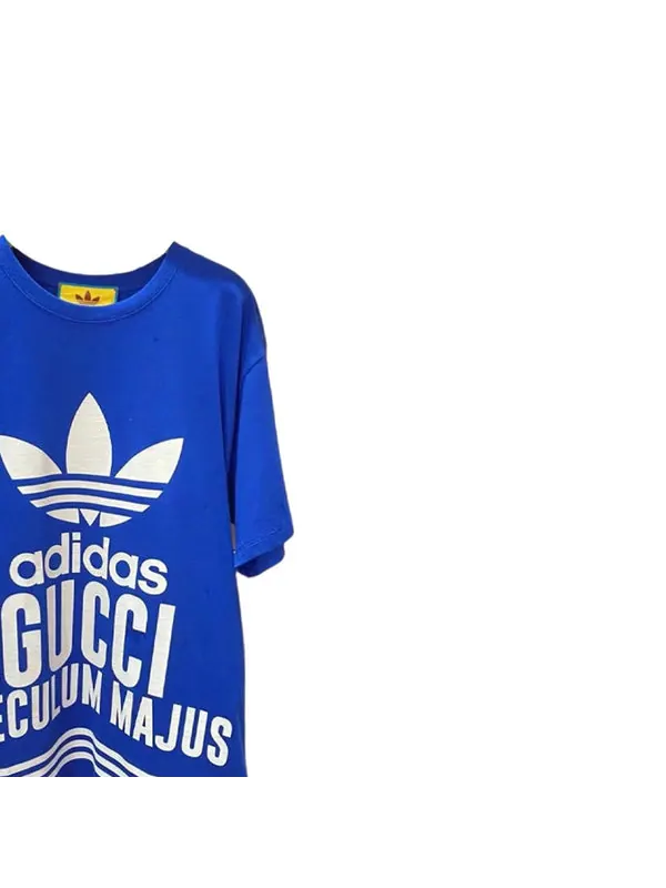 Футболка Gucci x Adidas Oversized Cotton Jersey, с коротким рукавом — изображение 3 из 4, синий