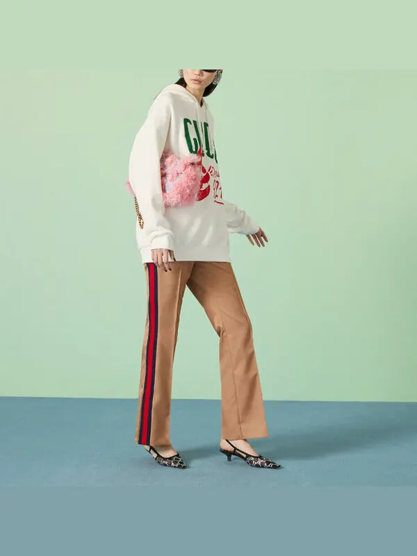 Толстовка Gucci Cotton jersey с принтом кошки и логотипом — изображение 4 из 4, белый