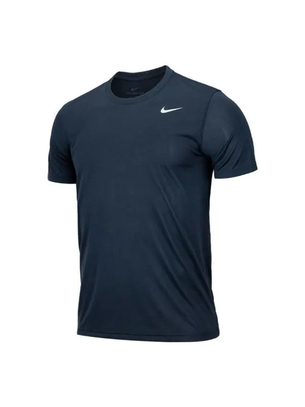 Футболка NIKE Solid Round Neck T-Shirt 'Dark Navy Blue' — изображение 1 из 2, темный темно-синий синий