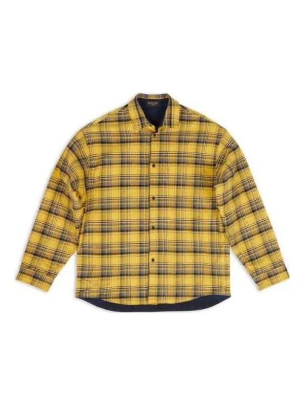 Рубашка reversible oversized check overshirt 'yellow blue' Balenciaga — изображение 1 из 4, желтый/синий