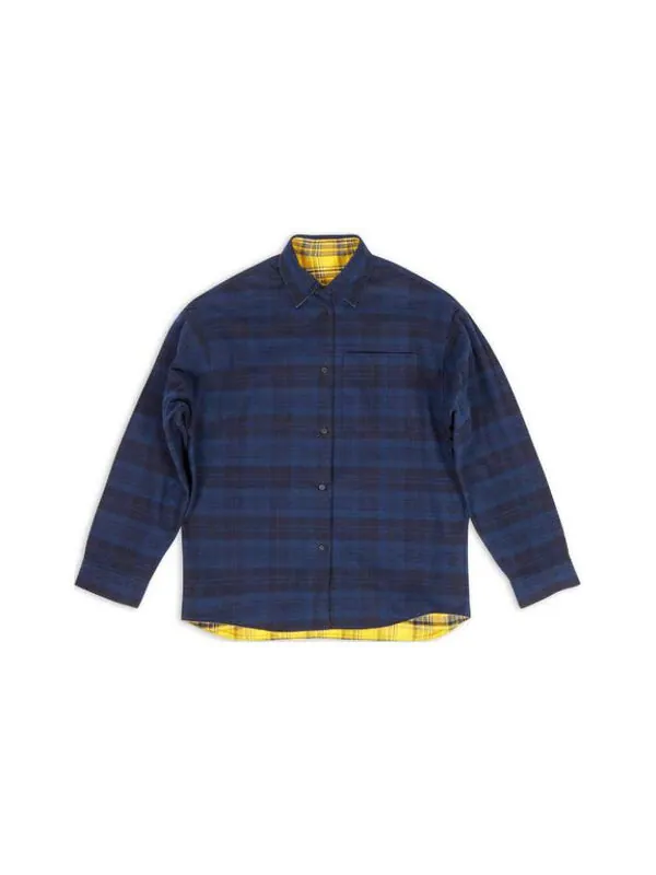 Рубашка reversible oversized check overshirt 'yellow blue' Balenciaga — изображение 2 из 4, желтый/синий