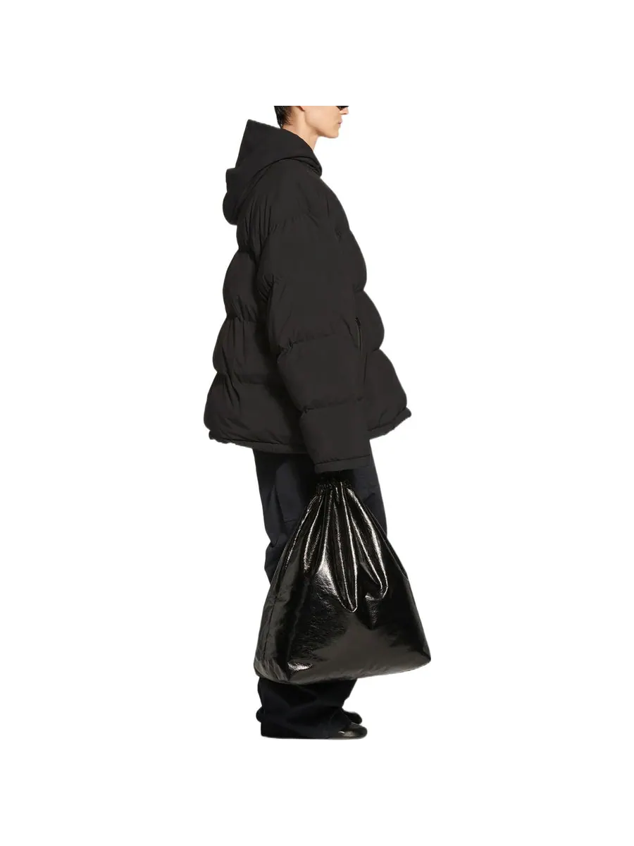 Куртка Balenciaga Sporty B Pull-Over Hooded Puffer Jacket 'Black' — изображение 4 из 4, черный