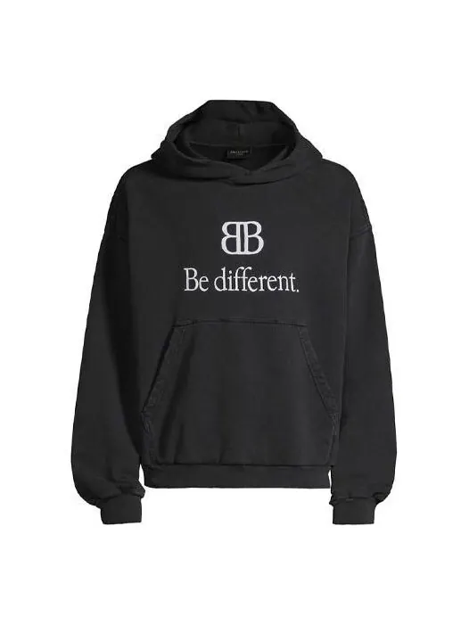 Толстовка bb be different popover hoodie 'black white' Balenciaga — изображение 1 из 4, черный/белый