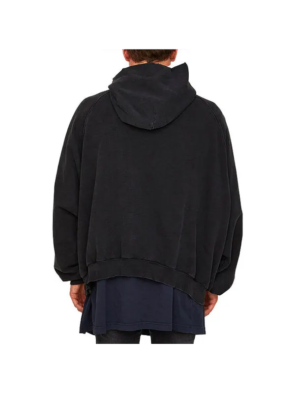 Толстовка bb be different popover hoodie 'black white' Balenciaga — изображение 3 из 4, черный/белый