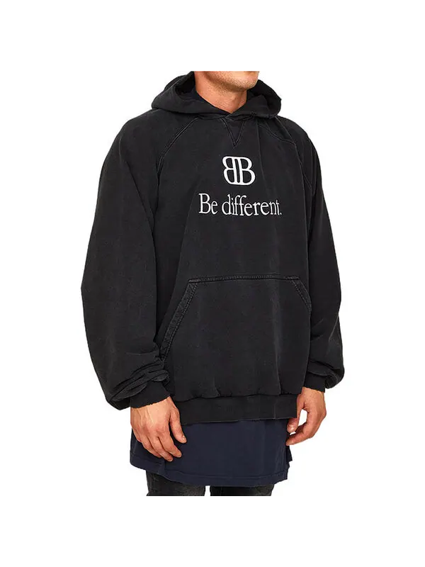 Толстовка bb be different popover hoodie 'black white' Balenciaga — изображение 4 из 4, черный/белый