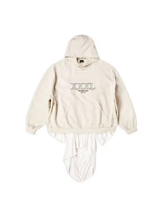 Толстовка xxxl patched t-shirt hoodie oversized 'ecru' Balenciaga — изображение 1 из 4, экру