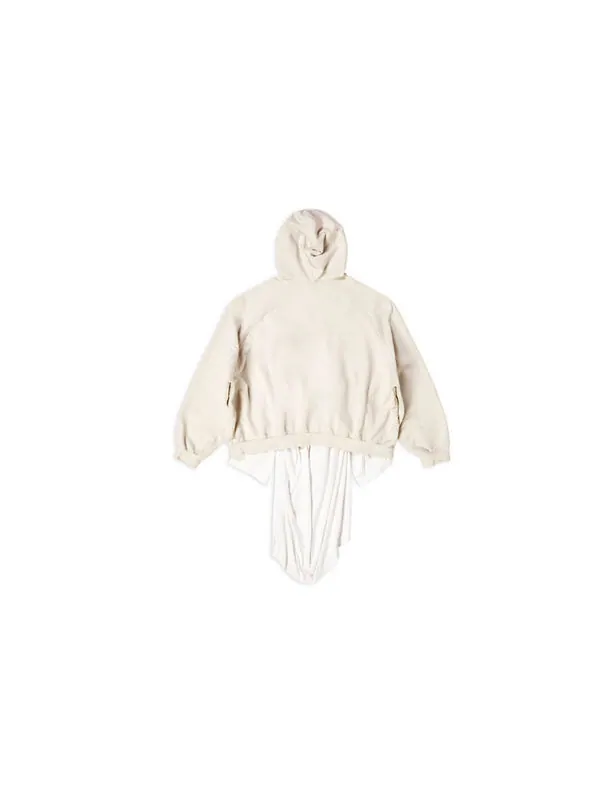 Толстовка xxxl patched t-shirt hoodie oversized 'ecru' Balenciaga — изображение 2 из 4, экру