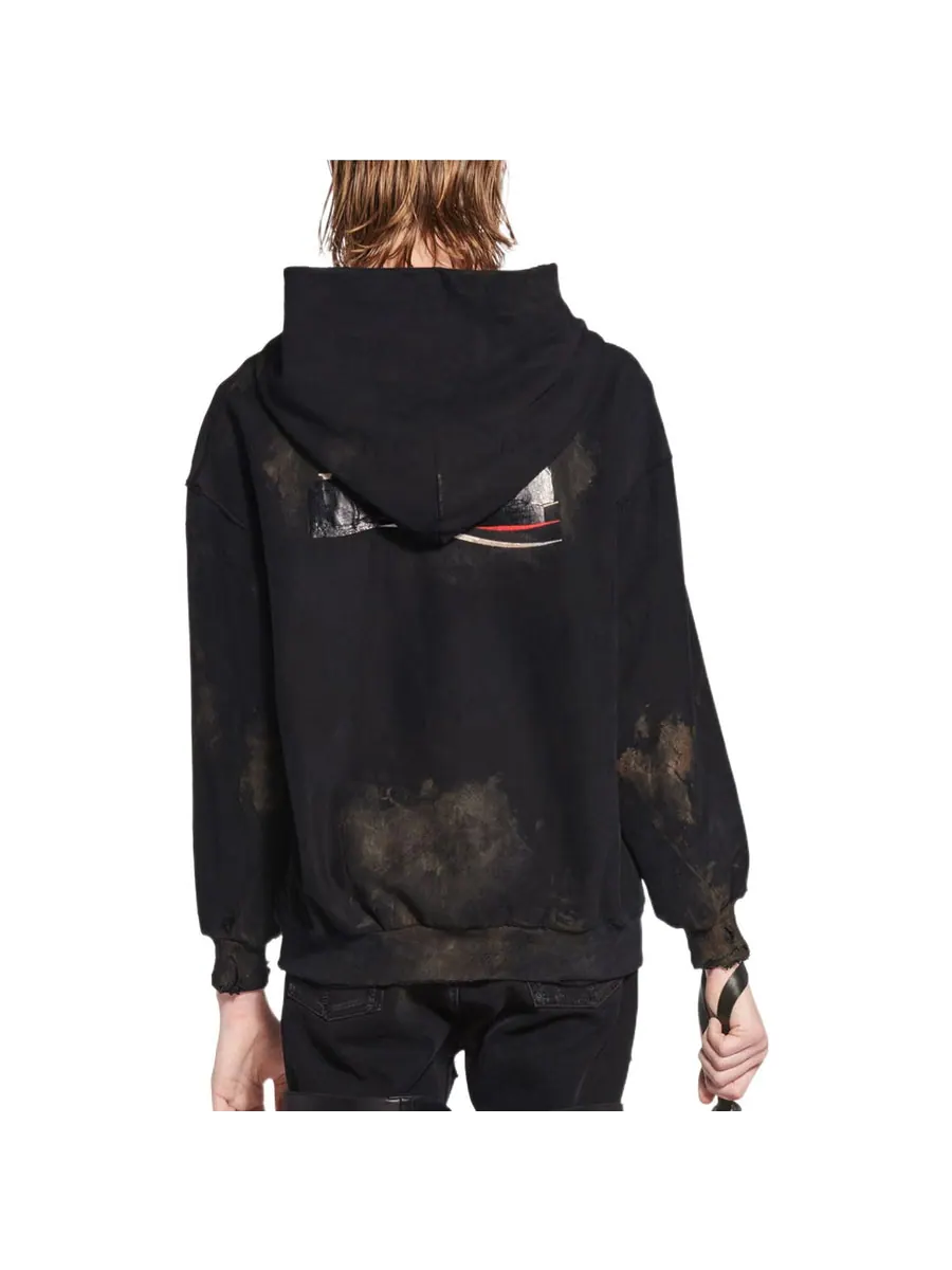 Куртка Balenciaga Gaffer Zip-Up Hoodie Small Fit 'Black White Red' — изображение 3 из 4, черный