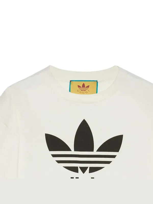 Футболка Gucci x adidas Oversized Cotton Jersey, длинный рукав — изображение 2 из 4, белый