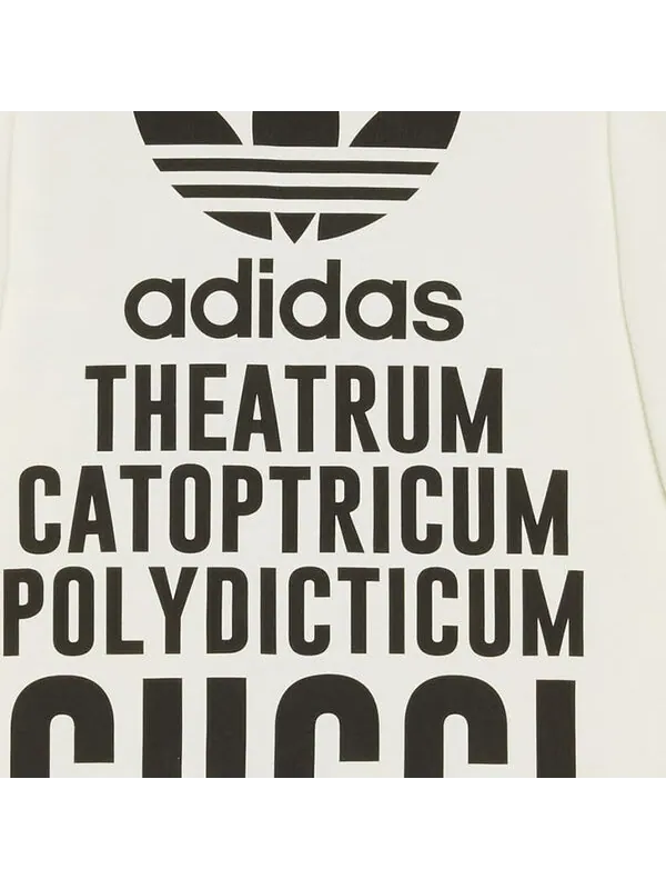 Футболка Gucci x adidas Oversized Cotton Jersey, длинный рукав — изображение 3 из 4, белый