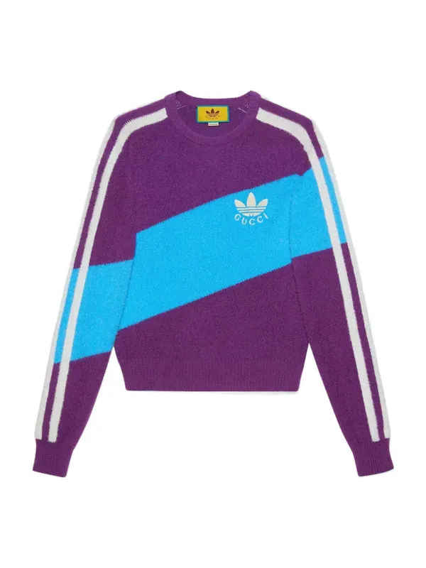 Свитер adidas wool sweater 'purple light blue' Gucci — изображение 1 из 4, фиолетовый/светлый синий