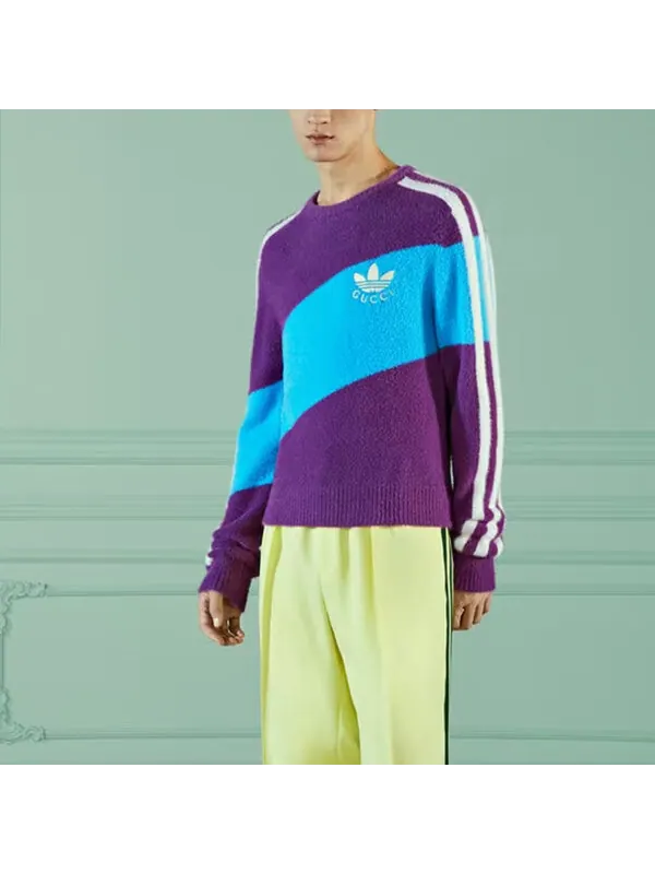 Свитер adidas wool sweater 'purple light blue' Gucci — изображение 4 из 4, фиолетовый/светлый синий
