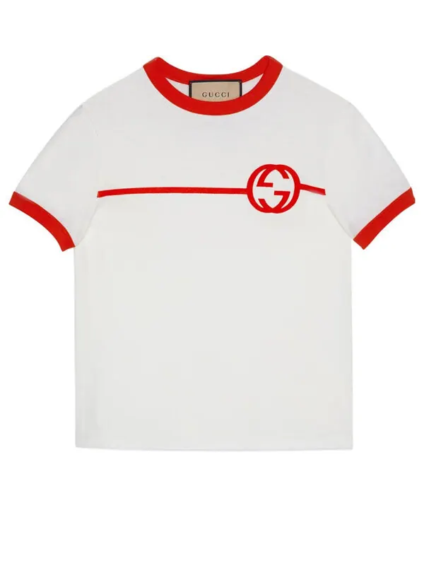 Футболка Gucci cotton jersey printed t-shirt 'off white', с принтом — изображение 1 из 4, белый