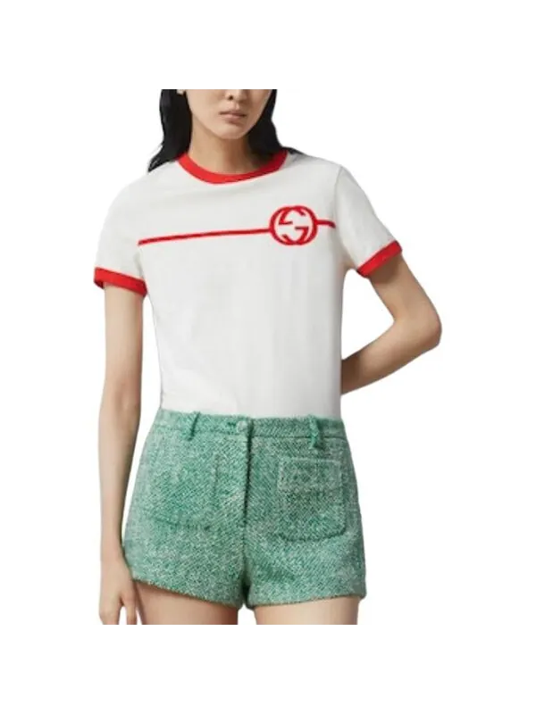 Футболка Gucci cotton jersey printed t-shirt 'off white', с принтом — изображение 2 из 4, белый