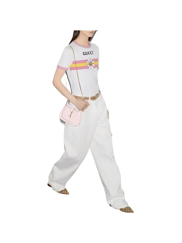 Футболка Gucci cotton jersey printed t-shirt 'off white', с принтом — изображение 3 из 4, белый