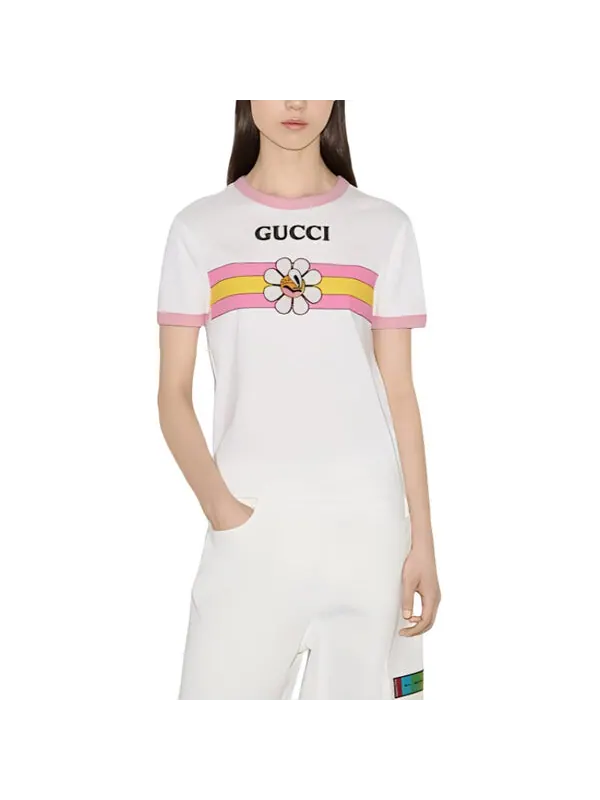 Футболка Gucci cotton jersey printed t-shirt 'off white', с принтом — изображение 4 из 4, белый
