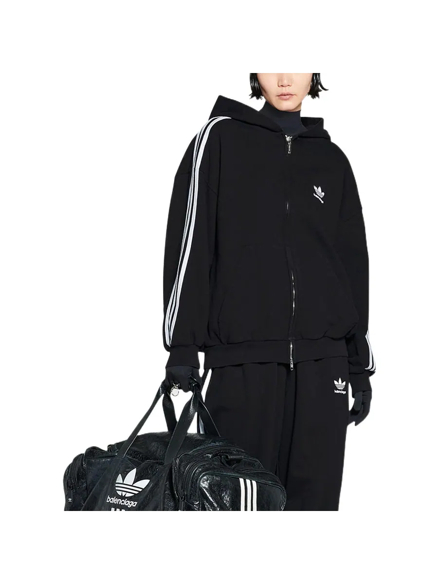 Куртка Balenciaga x adidas Zip-Up Hoodie 'Black White' — изображение 4 из 6, черный